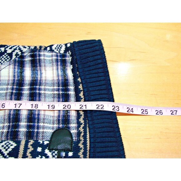 Lucky Brand Knit Sweater Flannel Plaid Lined Padded Vest Conical Buttons Large - Picture 9 of 11